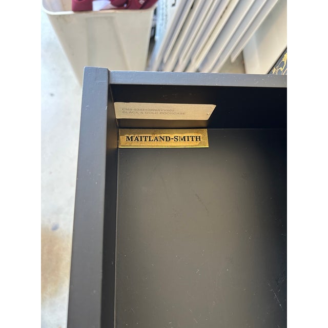 Chinoiserie Late 20th Century Maitland-Smith Black & Gold Chinoiserie Painted Bookcase / Display Shelf For Sale - Image 3 of 16