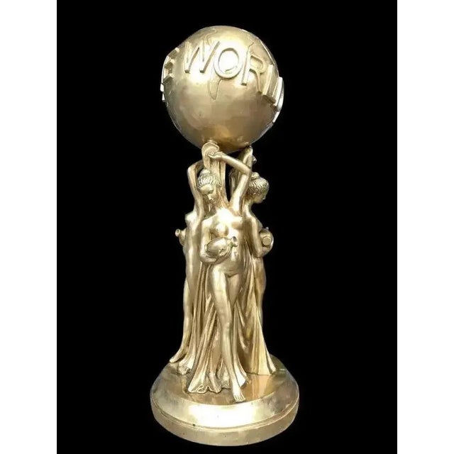 20th Century Gilt Bronze the World Is Yours Statue For Sale - Image 3 of 9