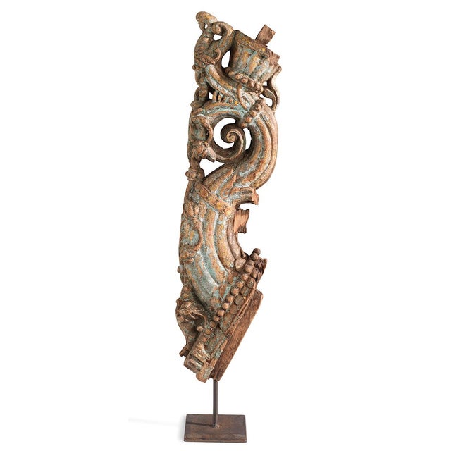 Vintage Carved Wooden Bracket on Stand, 1950s For Sale - Image 6 of 6
