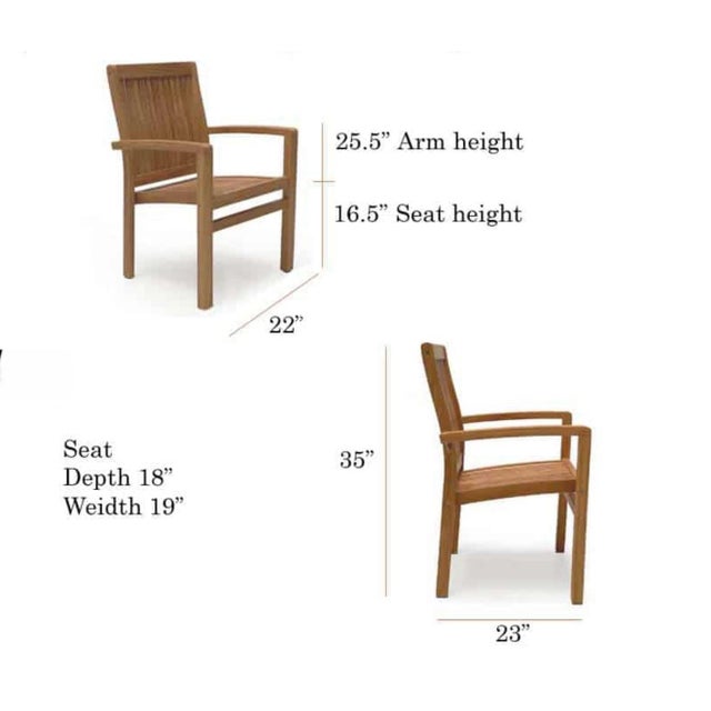 Contemporary Teak Outdoor Stacking Chair For Sale In San Francisco - Image 6 of 6