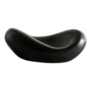 Mid Century French Sculptural Black Ceramic Banana Bowl by Georges Jouve, 1950s For Sale