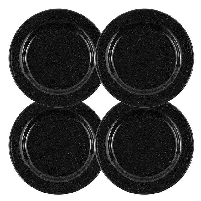 Crow Canyon Home Enamelware, Stinson Speckle 10.25" Dinner Plates in Black - Set of 4 For Sale - Image 4 of 4