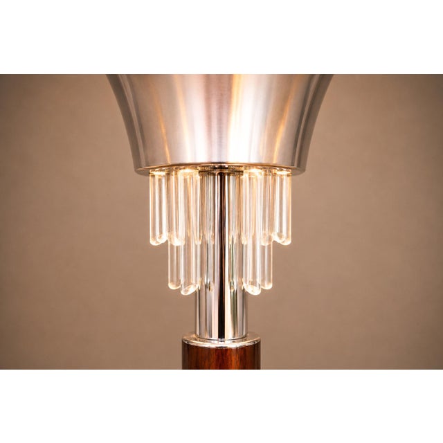 Pair of “Torchierre” Floor Lamps in Rosewood, Crystal & Metal, Unknown, 1950s For Sale - Image 4 of 12