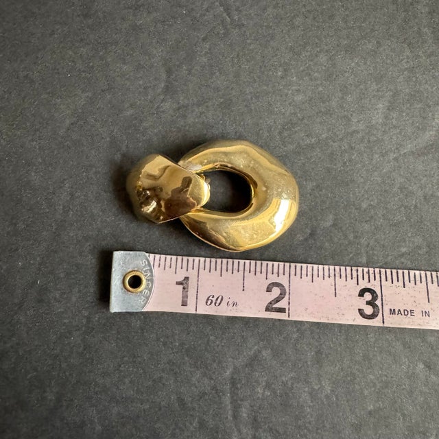Late 20th Century Vintage Chunky Gold Tone Door Knocker Earrings Polished Statement 80s 90s For Sale - Image 5 of 7
