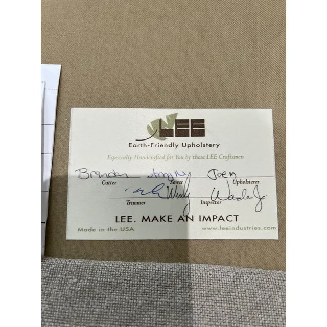 Lee Industries Ava Left Facing Chaise Sofa in Heavy Duty Washable Linen For Sale - Image 12 of 13