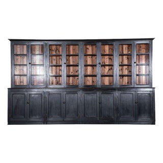 English Ebonised Pine Glazed Dresser, 1920 For Sale