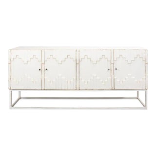 Sarreid Antique White Wash Cabinet on Stand For Sale