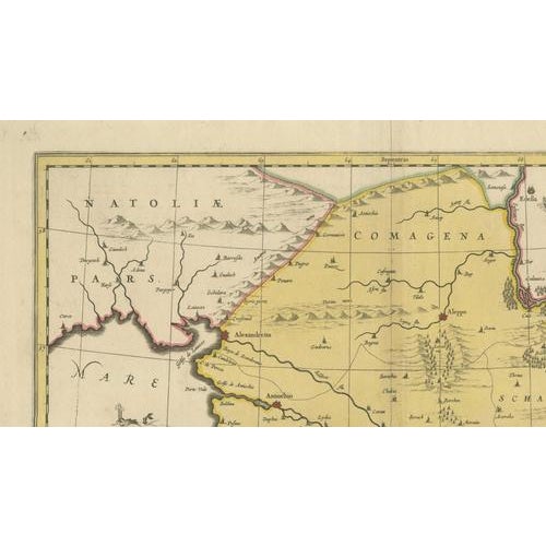 Black Hand-Colored Engraved Map of Syria from Valk & Schenk, Amsterdam, 1700 For Sale - Image 8 of 11
