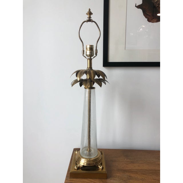 Vintage Frederick Cooper Hand-Blown Glass & Brass Palm Tree Lamp For Sale - Image 10 of 10