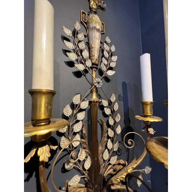 Gold 1900's Caldwell Large 3 Lights Sconces - a Pair For Sale - Image 8 of 8