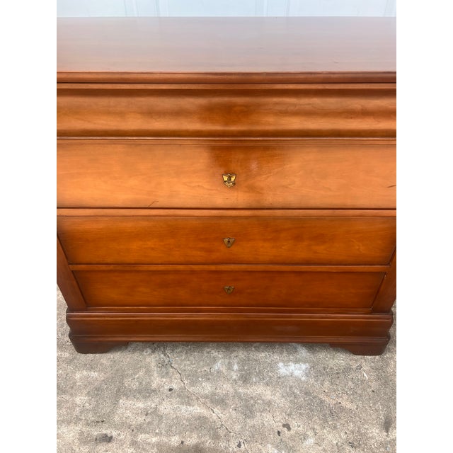 Chocolate French Mid-Century Modern 1960's Louis Philippe Walnut Commode For Sale - Image 8 of 12