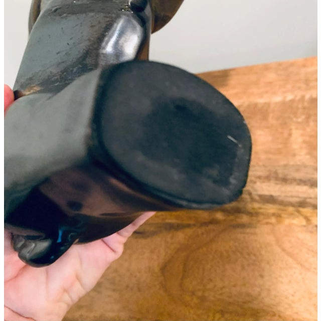 Late 20th Century Small Black Ceramic Dog Figure For Sale - Image 5 of 5