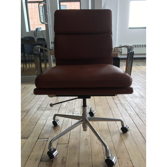 Laura Davidson Soho Brown Italian Leather Soft Pad Office Chair | Chairish