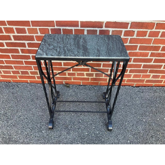 1960s Vintage Wrought Iron Marble Top Table For Sale - Image 4 of 6