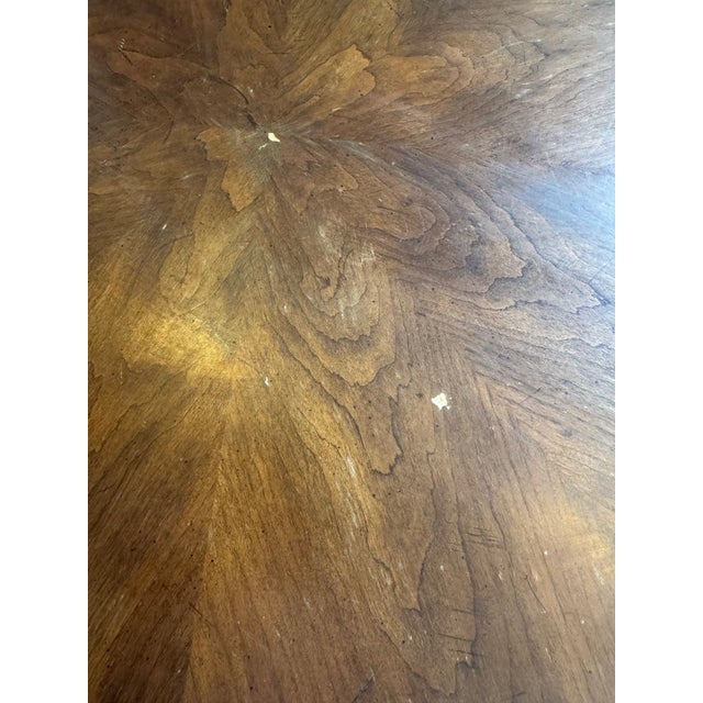 Wood 1980s Round Pedestal Wood Table For Sale - Image 7 of 10