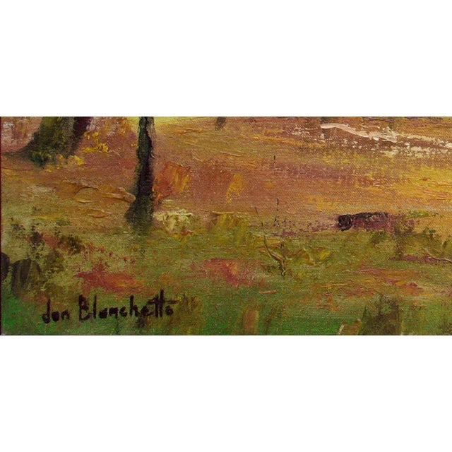 1960s Autumn Trees, Mid Century Fall Landscape With Orange & Earthtones by Jon Blanchette For Sale - Image 4 of 5