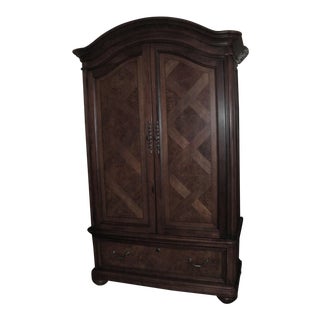English Traditional Thomasville British Gentry Burl Wood Armiore Entertainment Center For Sale