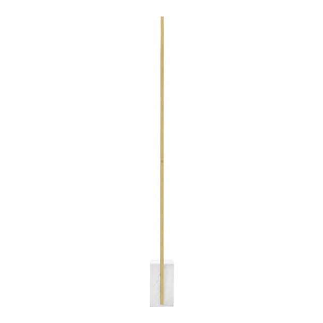 Klee 70 Floor Lamp LED Natural Brass and White Marble For Sale