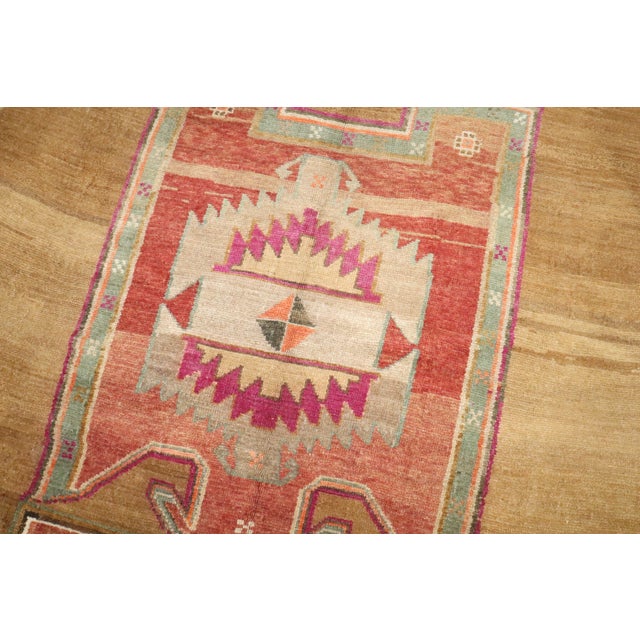 Zabihi Collection Geometric Tribal Turkish Gallery Runner For Sale - Image 4 of 9