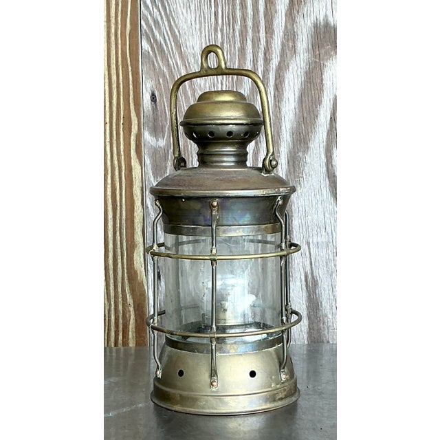 Mid-Century Modern Vintage Brass Ships Lantern For Sale - Image 3 of 5