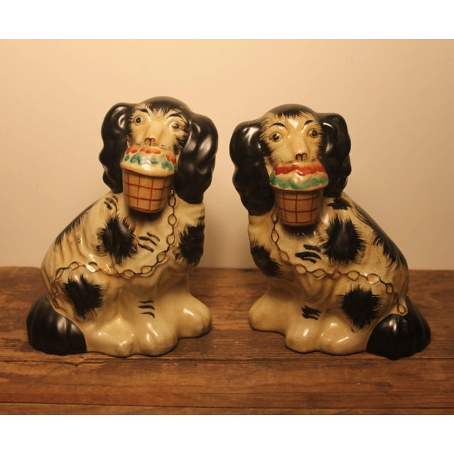 Early 20th Century Staffordshire Black and White Dog Figurines- A Pair For Sale In Raleigh - Image 6 of 6