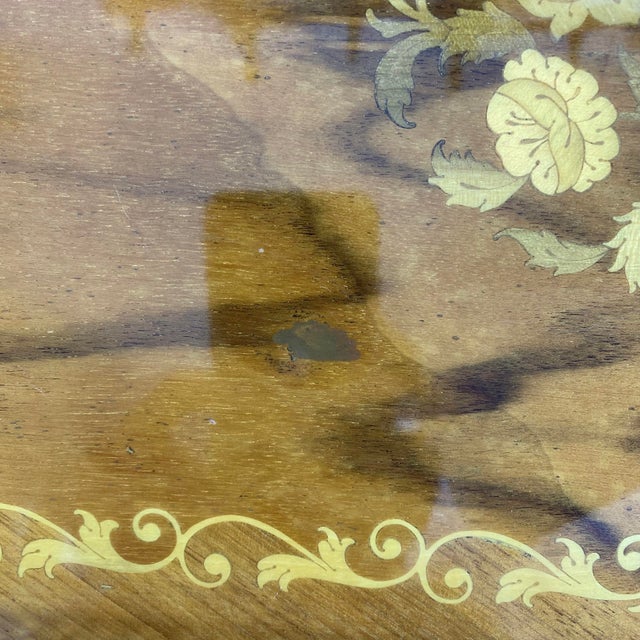 Vintage Italian Wood Marquetry Tray Sorrento Inlaid Brass Edge Handles For Sale - Image 12 of 12