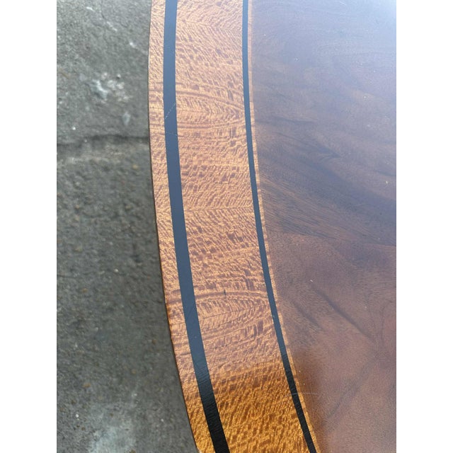 Baker Furniture Company Late 20th Century - Baker Furniture Stately Homes Sheraton Oval Banded Walnut and Birdseye Maple Dining Table - Extraordinary Piece From Grand Rapids For Sale - Image 4 of 6