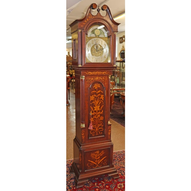 19th Century English Mahogany Inlaid Tall Case Grandfather Clock J.C Jennens Dimensions : 25" Wide X 16" Deep X 90" Tall...