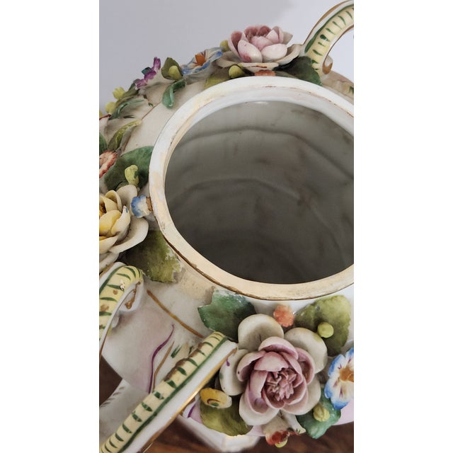Circa 1900 Vienna-Style Porcelain Potpourri Urn With Applied Flowers, Putti & Blue Shield Mark For Sale - Image 11 of 18