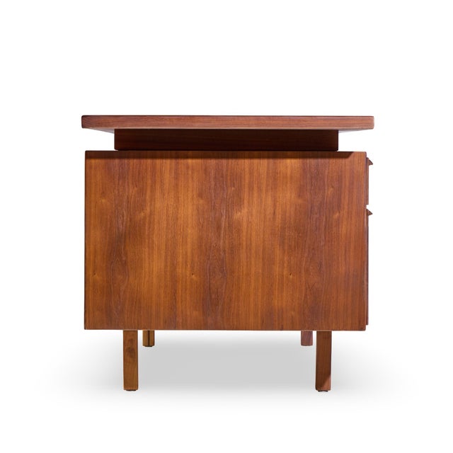 Jens Risom Jens Risom Mid Century Walnut and Cane Executive Desk For Sale - Image 4 of 9