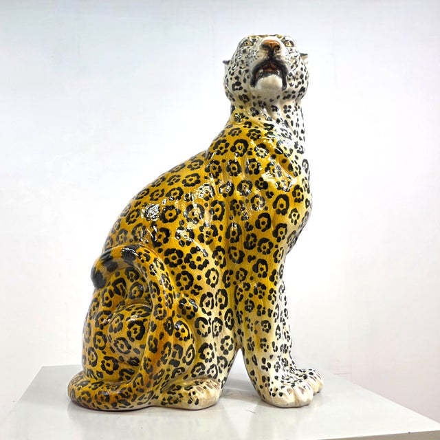 Ceramic Leopard Statue Terracotta 60's Italian Design Handwork, 1960s, Terracotta For Sale - Image 7 of 8