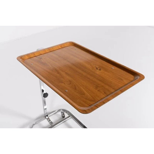 Beautiful Italian serving trolley/tray cart on wheels from 1970’s. Chromed steel frame with laminated tray.Condition Age...