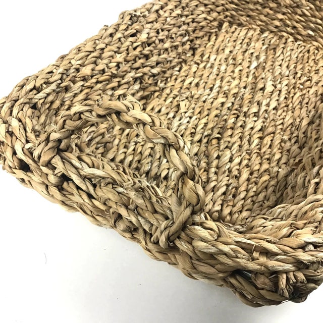 Thick Boho Basket Tray With Handles For Sale - Image 10 of 11