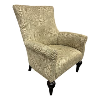 Contemporary Wingback Chair With Spiral Pattern For Sale