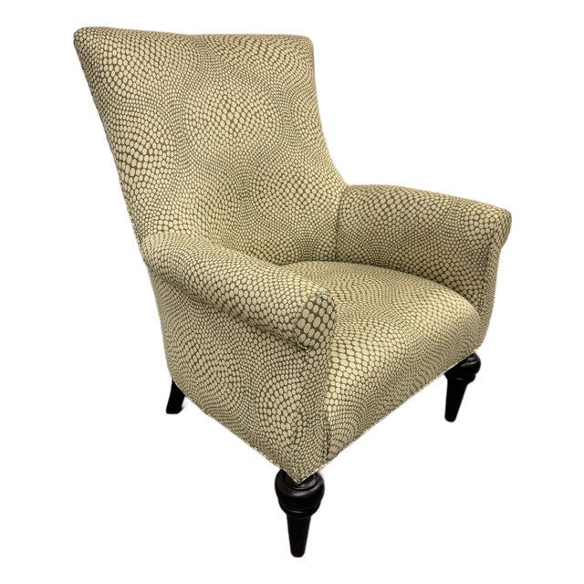 Contemporary Wingback Chair With Spiral Pattern For Sale