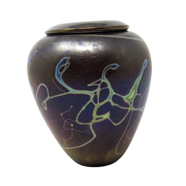 1990s Robert Held Iridescent Glass Vase: Signed 1990s - Art Nouveau Style For Sale - Image 5 of 9