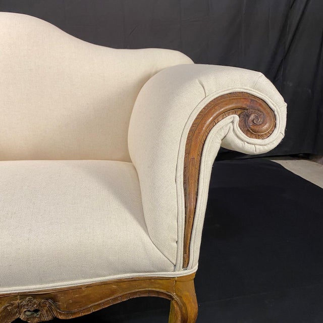 Mid 19th Century Louis XV Antique French Sofa or Loveseat Triple Arched With New Upholstery For Sale - Image 5 of 10