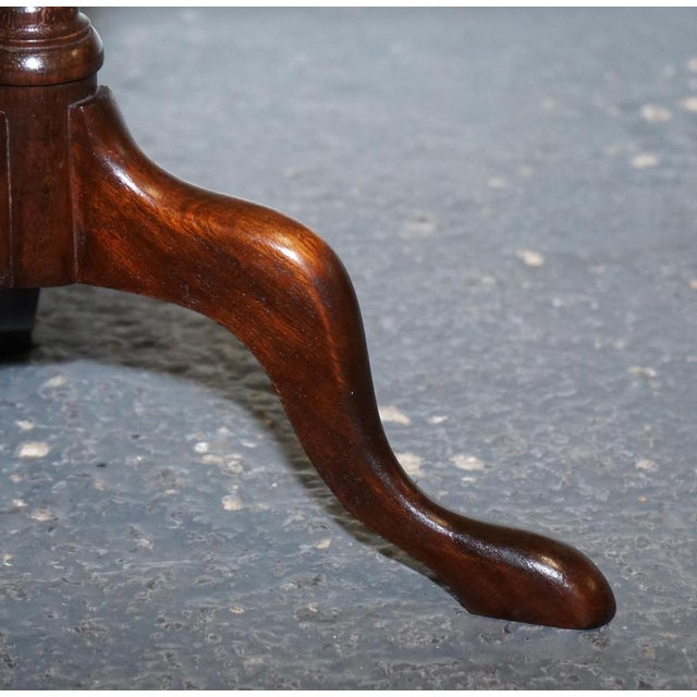 Wood Flamed Hardwood Piecrust Top Side Table For Sale - Image 7 of 11