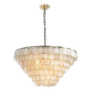 Aloadecor Natural Capiz Shell Tiered Chandelier For Sale