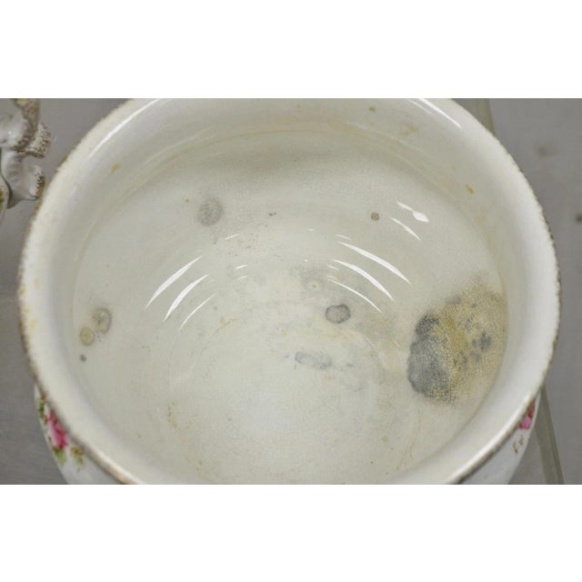 Early 20th Century Antique W.H. Tatler Porcelain Pink Rose Flower Victorian Bath Wash Basin - 4 Pc Set For Sale - Image 5 of 12