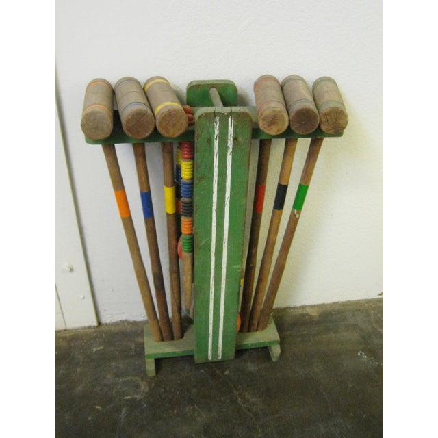 Vintage Wooden Croquet Set & Stand Chairish