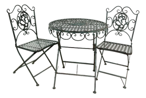 Folding Wrought Iron Garden Furniture Set, 1980s, Set of 3
