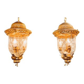 Pair of French Gilt Tole Lanterns For Sale