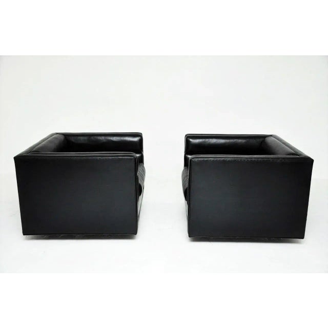 1960s Black "Channel" Chairs Designed by Roger Sprunger for Dunbar - A Pair For Sale - Image 5 of 6