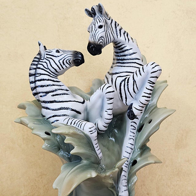 Franz Collection Jungle Beauties Safari Zebra Sculptural Porcelain Vase Fz00379 For Sale - Image 12 of 18
