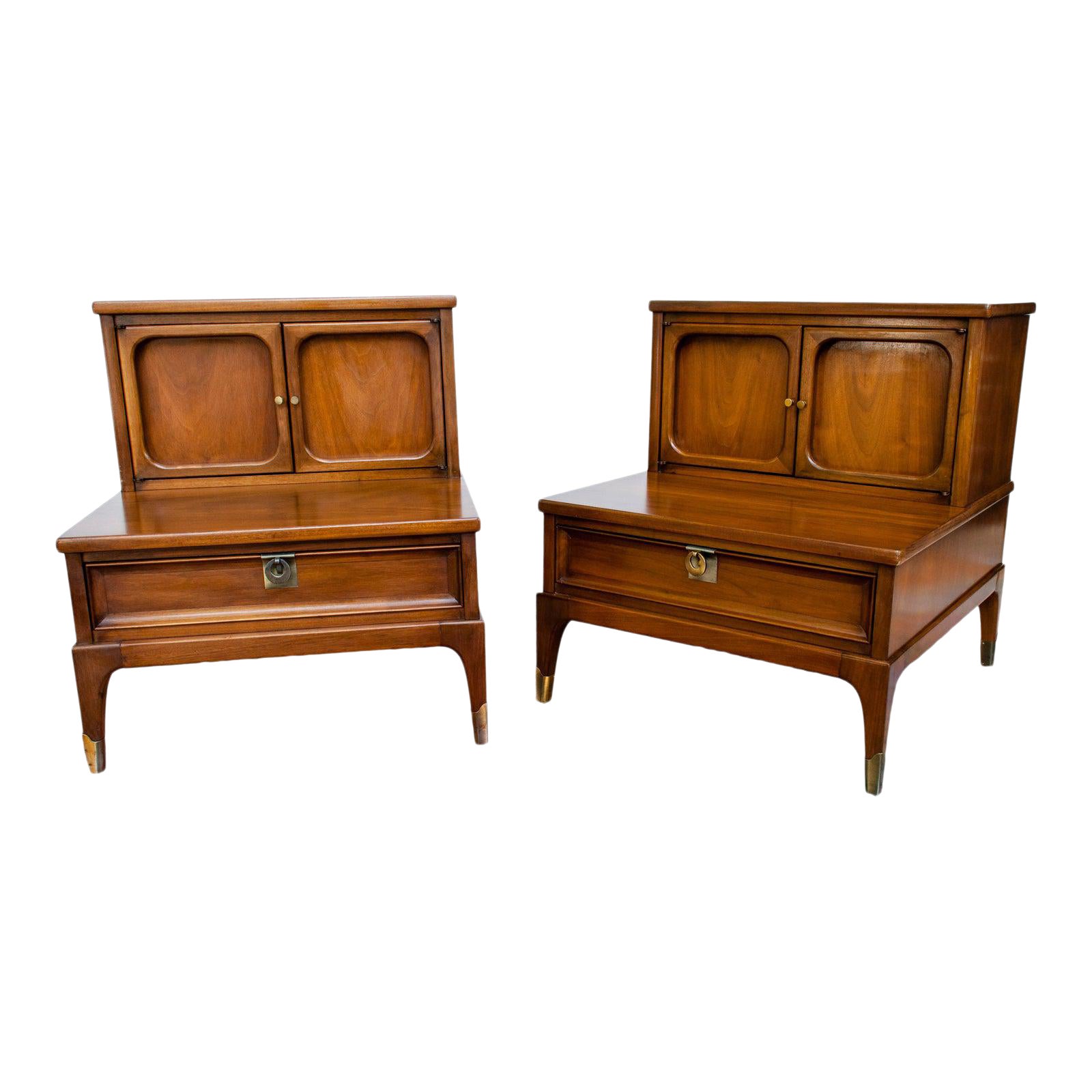 MidCentury Walnut Side Tables by White Fine Furniture Company a Pair