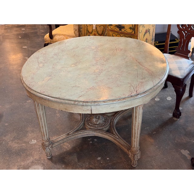 19th Century 19th Century Louis XVI Style Painted Center Table For Sale - Image 5 of 9