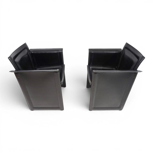 Solaria Chairs in Black Leather by Tito Agnoli for Arrben, 1970s, Set of 2 For Sale - Image 9 of 18