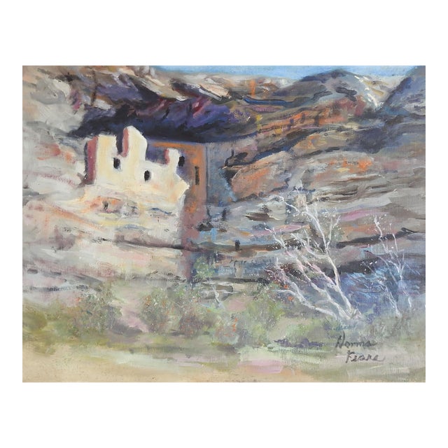 Late 20th Century Southwest Cliff Dwelling Painting For Sale
