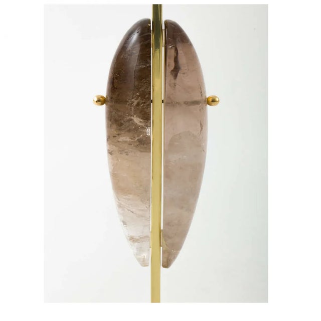 2020s Smoky Quartz Crystal and Brass Teardrop Table Lamps by Marcelo Bessa - a Pair For Sale - Image 5 of 9
